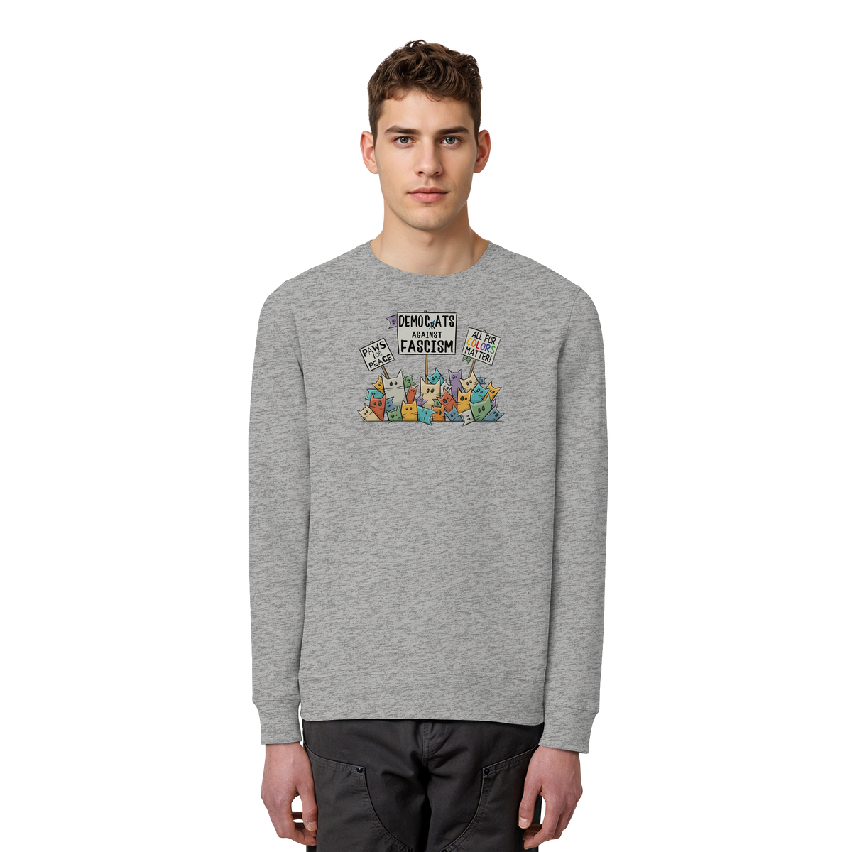 Demo-Katzen gegen Faschismus und für Vielfalt - Organic Basic Unisex Sweatshirt