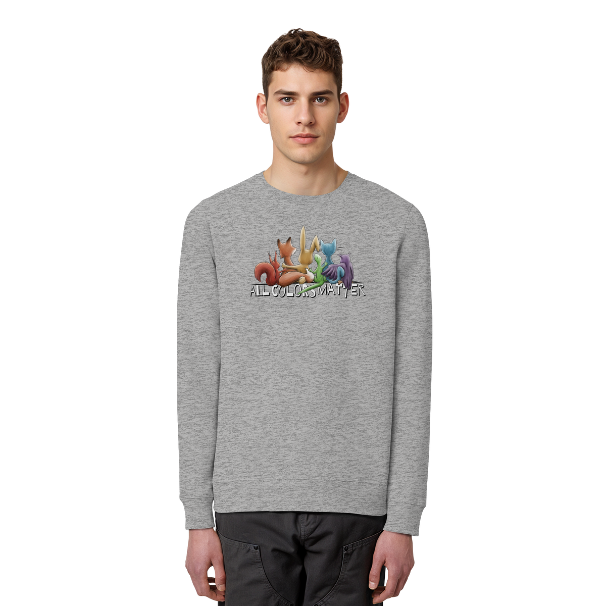All Colors Matter! Regenbogen Tiere für Vielfalt - Organic Basic Unisex Sweatshirt