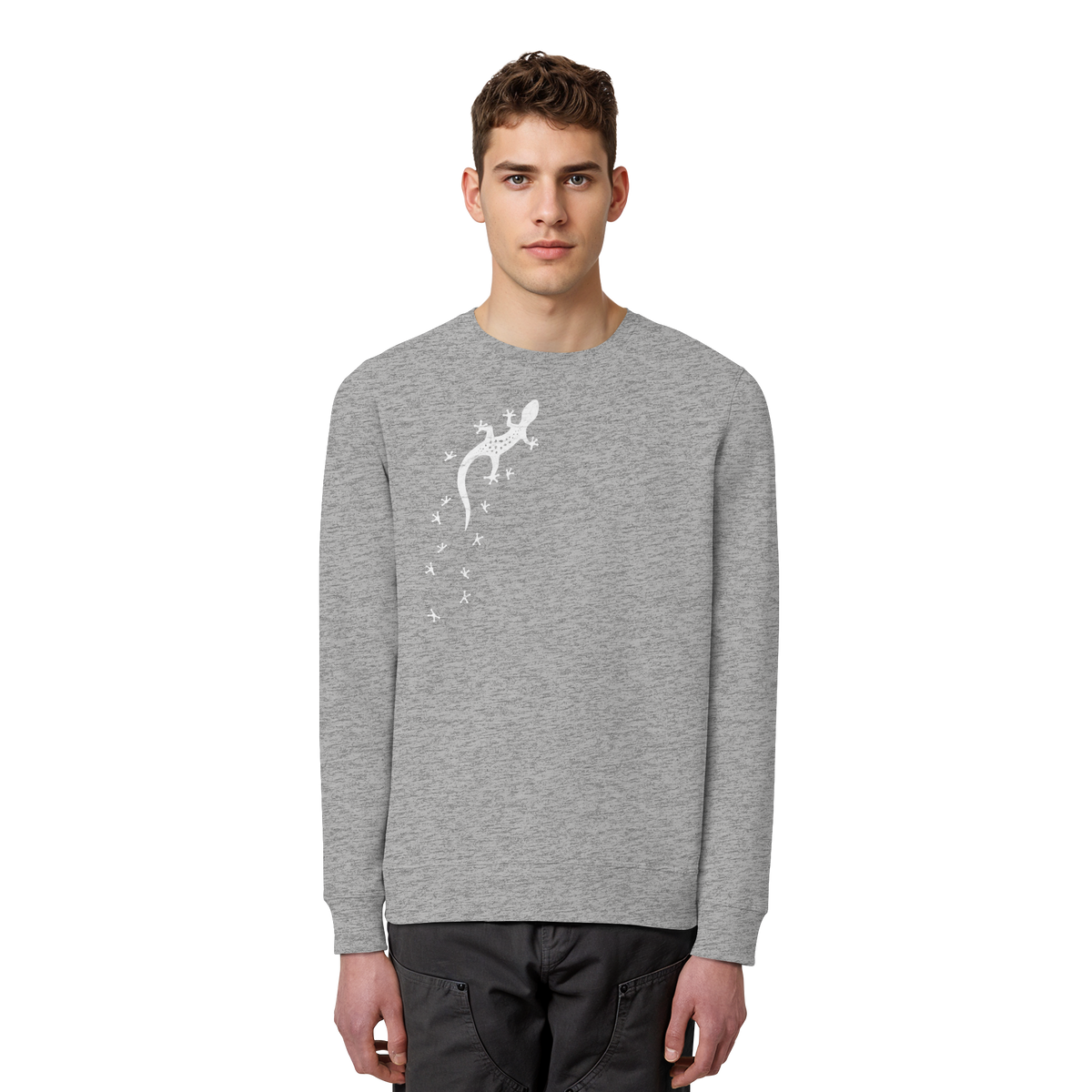 Gecko Eidechse Silhouette hell - Organic Basic Unisex Sweatshirt