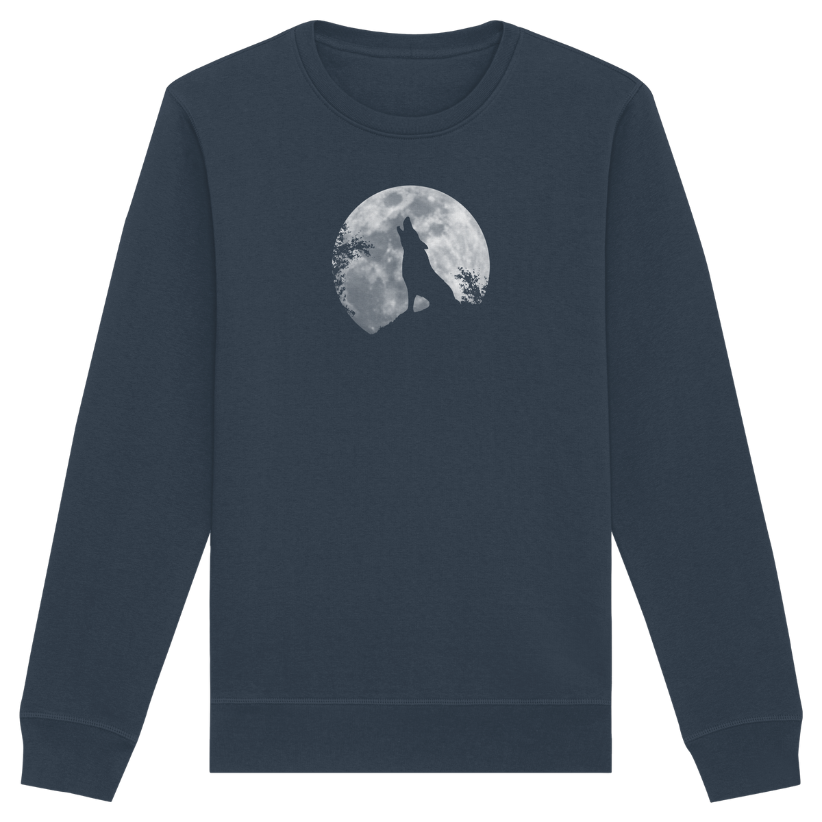 Heulender Wolf Silhouette vor Vollmond - Organic Basic Unisex Sweatshirt