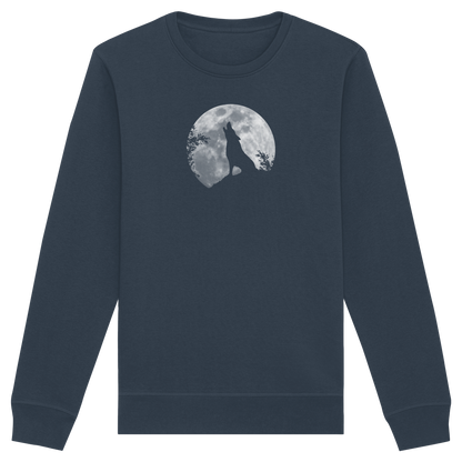 Heulender Wolf Silhouette vor Vollmond - Organic Basic Unisex Sweatshirt
