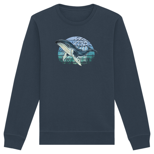 Retro Unterwasser Buckelwal - Organic Basic Unisex Sweatshirt