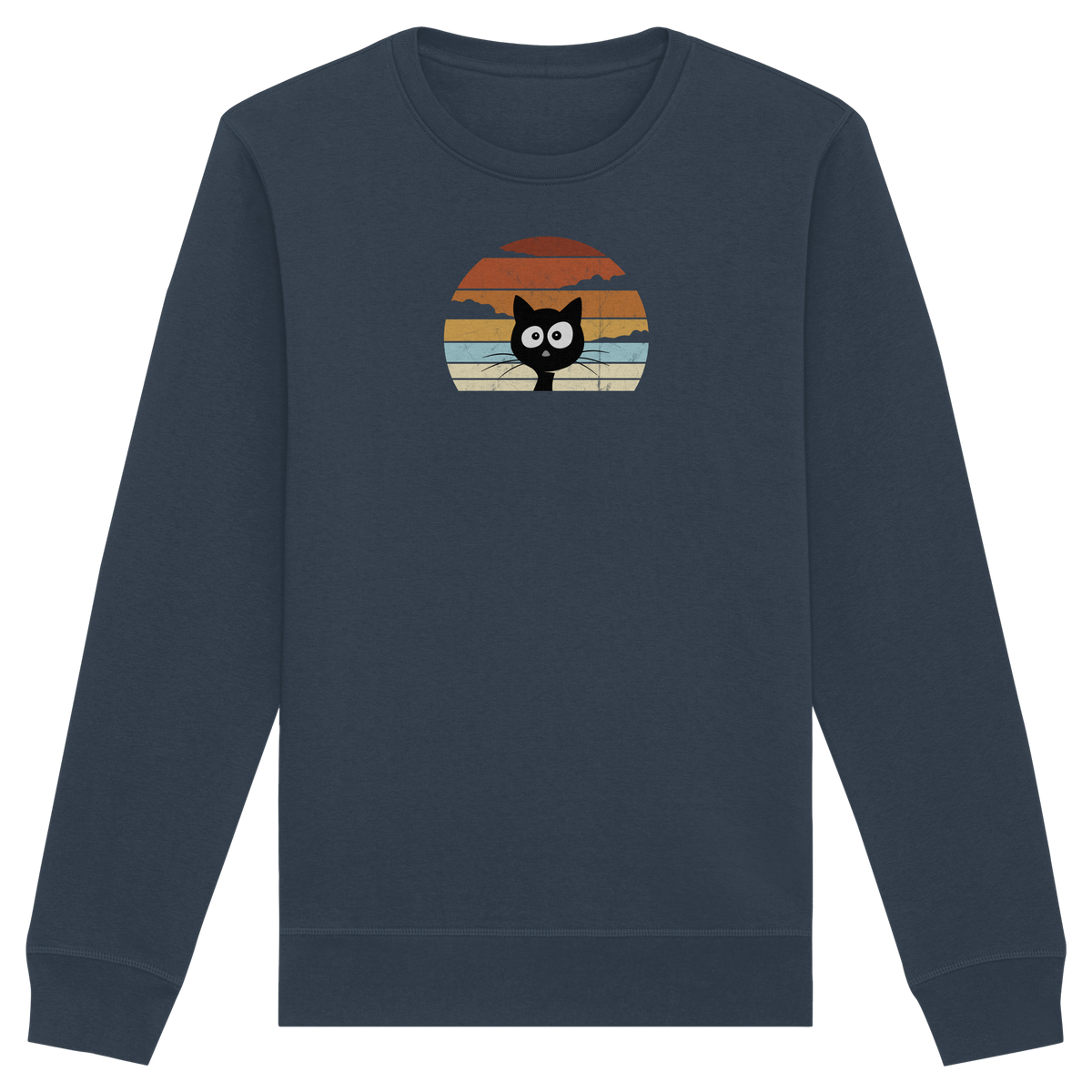 Retro schwarze Katze vor Sonnenuntergang - Organic Basic Unisex Sweatshirt