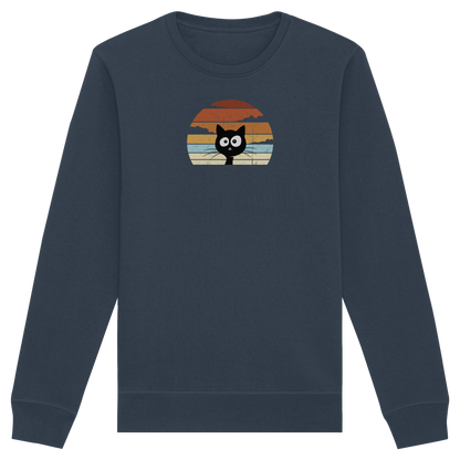 Retro schwarze Katze vor Sonnenuntergang - Organic Basic Unisex Sweatshirt