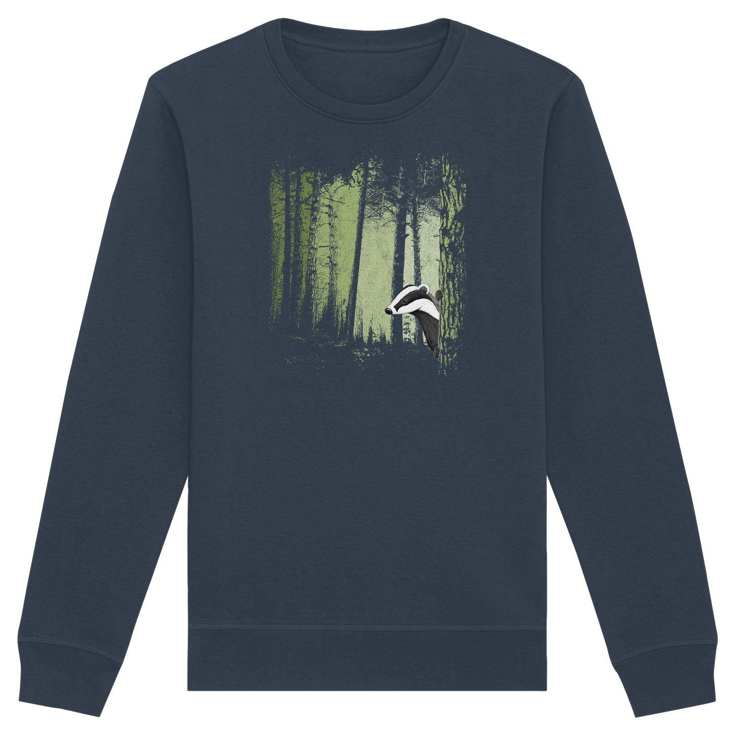 frecher Dachs im Zwielicht Wald - Organic Basic Unisex Sweatshirt