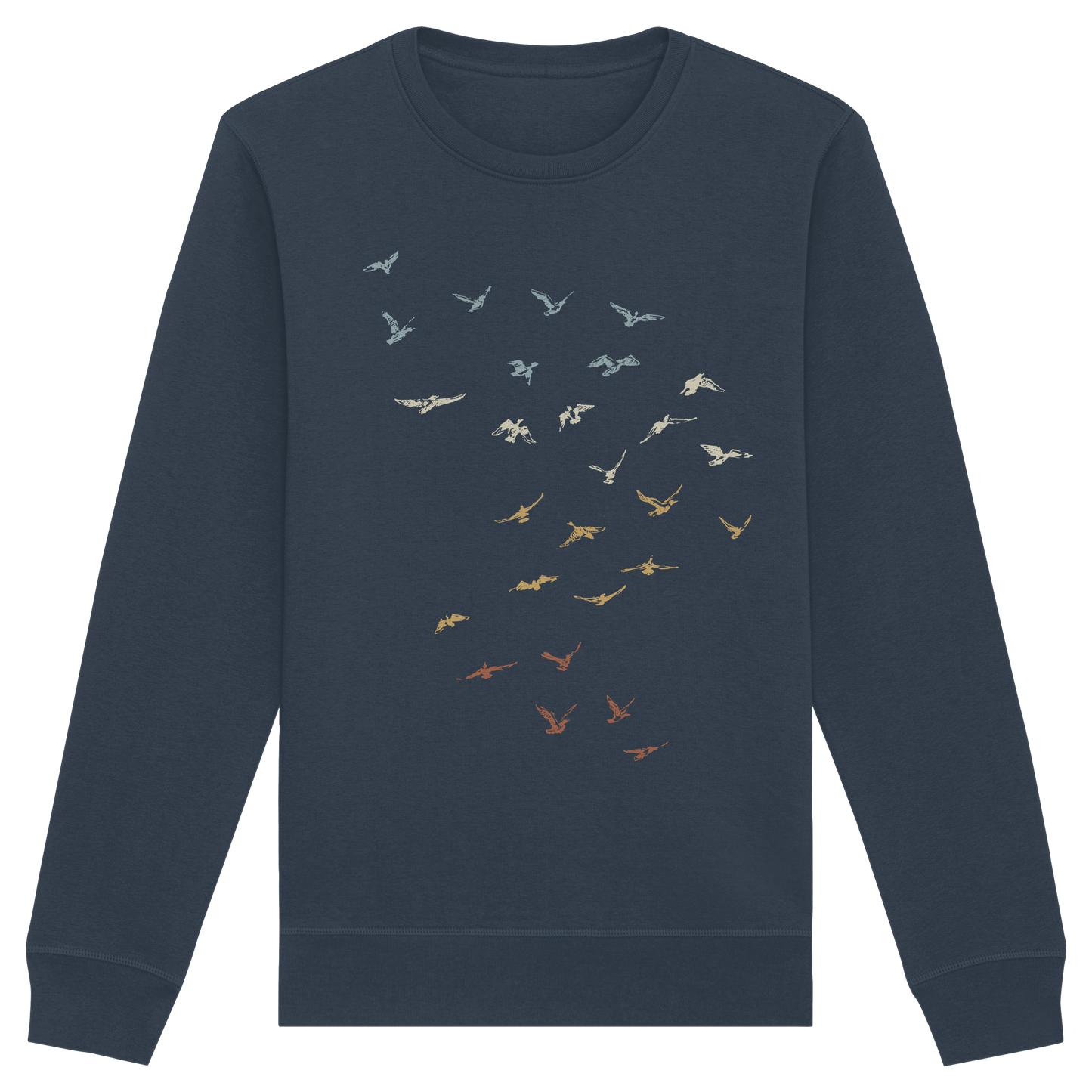 Retro Vogel Schwarm - Organic Basic Unisex Sweatshirt