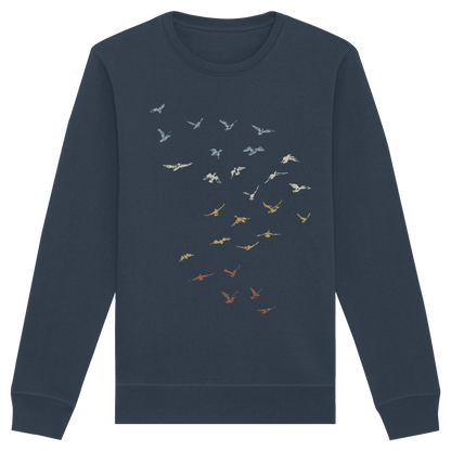 Retro Vogel Schwarm - Organic Basic Unisex Sweatshirt