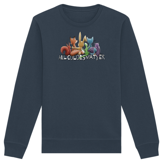 All Colors Matter! Regenbogen Tiere für Vielfalt - Organic Basic Unisex Sweatshirt