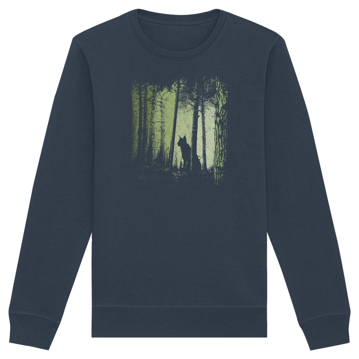 Luchs Wildkatze im Zwielicht Wald - Organic Basic Unisex Sweatshirt