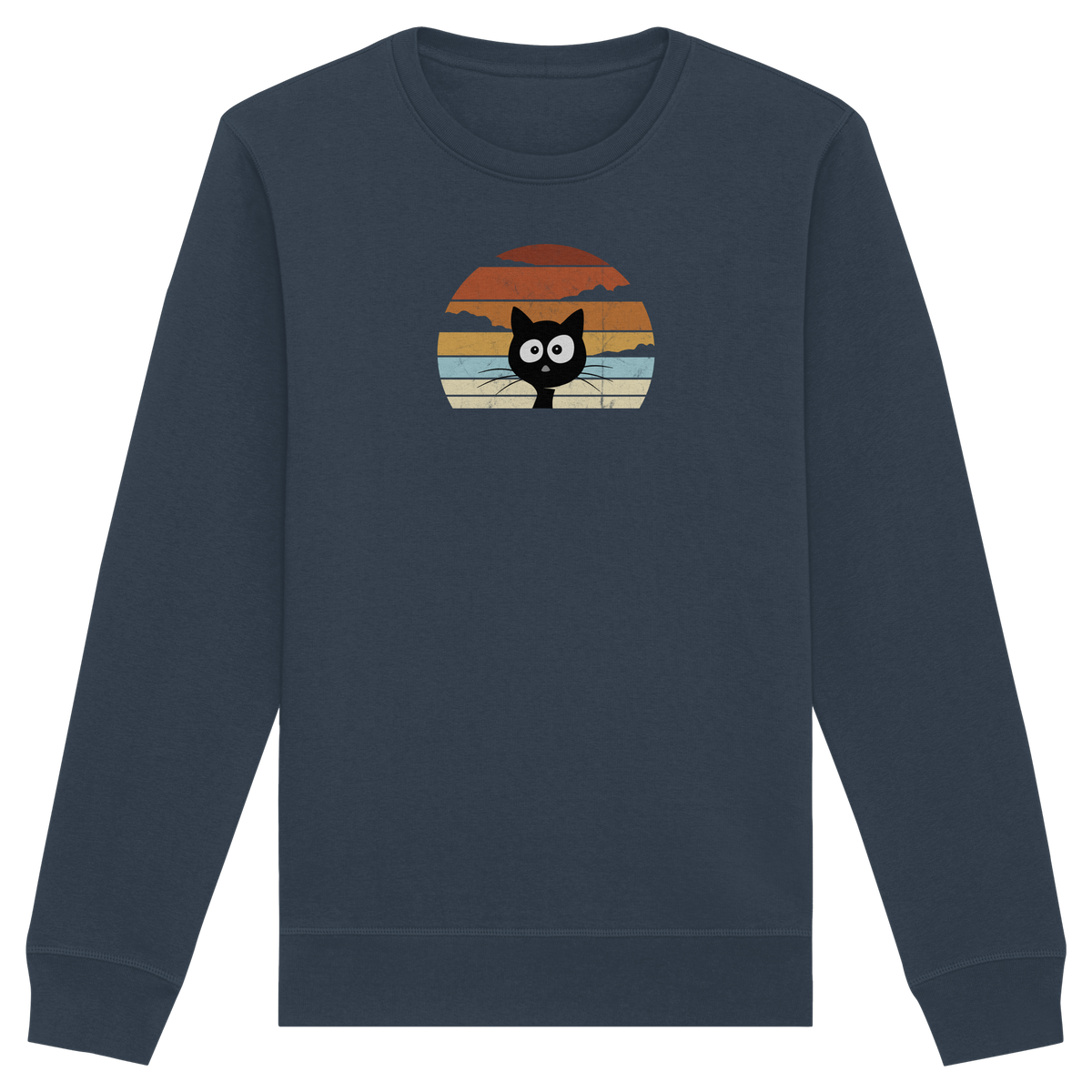 Retro schwarze Katze vor Sonnenuntergang - Organic Basic Unisex Sweatshirt