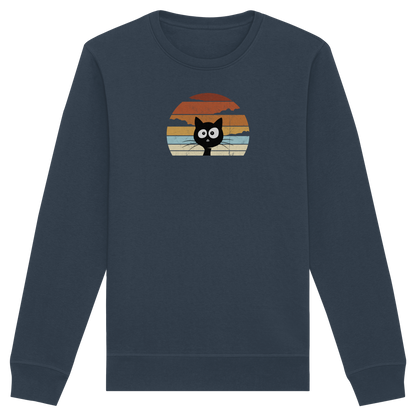 Retro schwarze Katze vor Sonnenuntergang - Organic Basic Unisex Sweatshirt