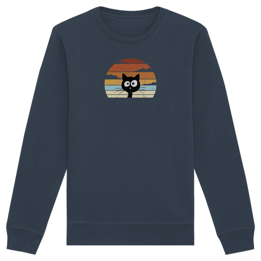 Retro schwarze Katze vor Sonnenuntergang - Organic Basic Unisex Sweatshirt