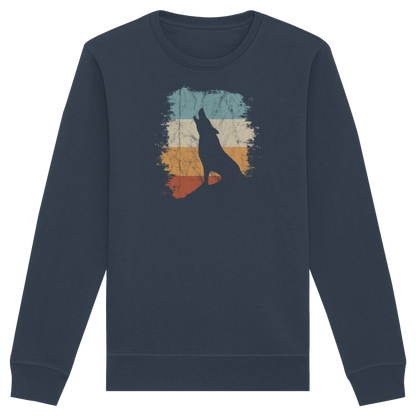 Retro Style lässig heulender Wolf  - Organic Basic Unisex Sweatshirt