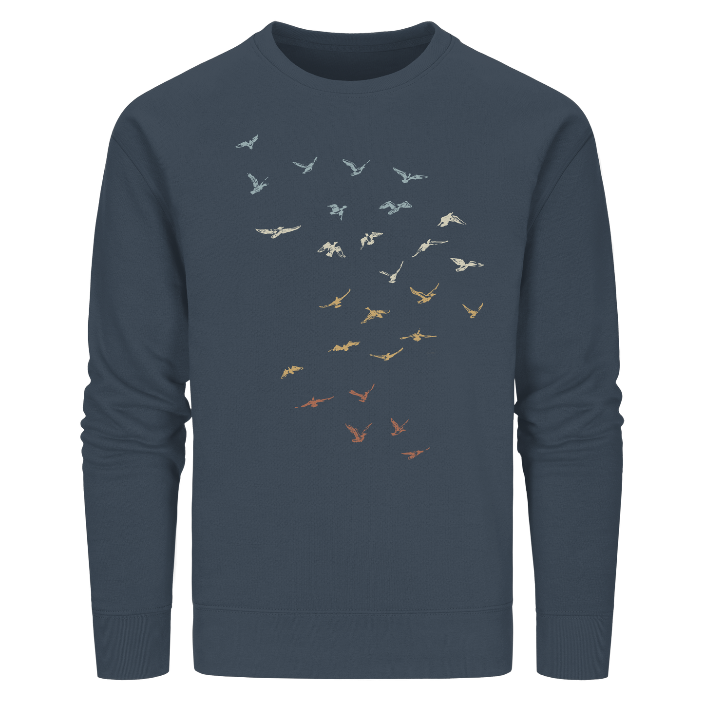 Retro Vogel Schwarm - Organic Basic Unisex Sweatshirt