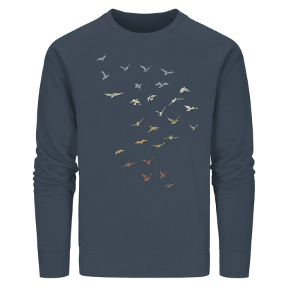Retro Vogel Schwarm - Organic Basic Unisex Sweatshirt