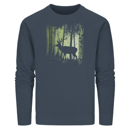 Hirsch im Zwielicht Wald - Organic Basic Unisex Sweatshirt