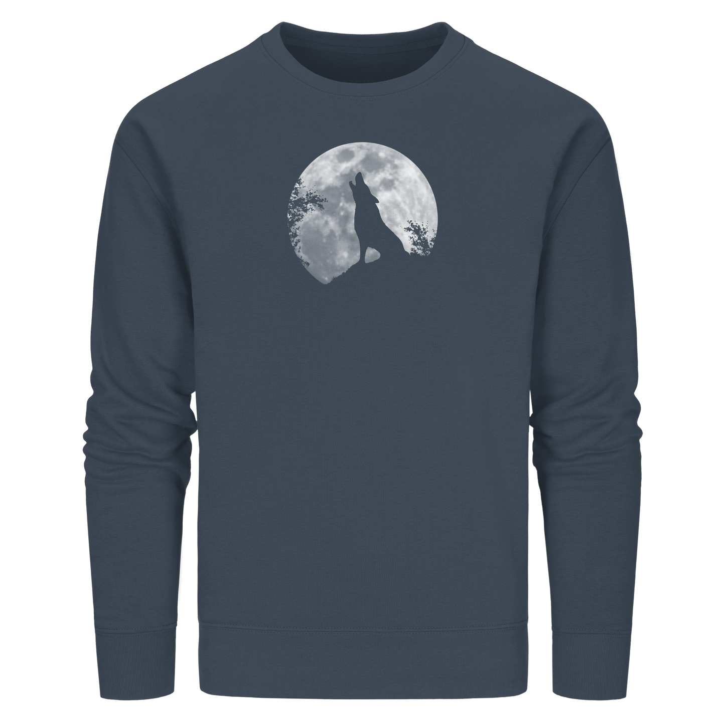 Heulender Wolf Silhouette vor Vollmond - Organic Basic Unisex Sweatshirt