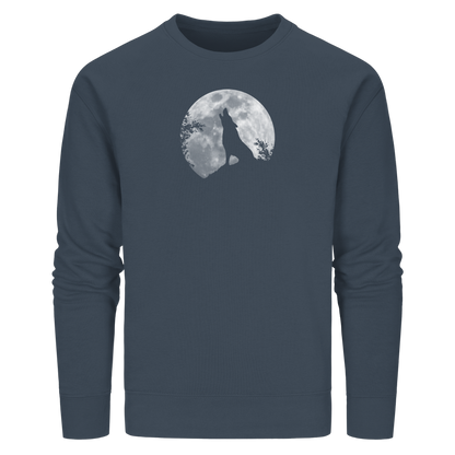 Heulender Wolf Silhouette vor Vollmond - Organic Basic Unisex Sweatshirt