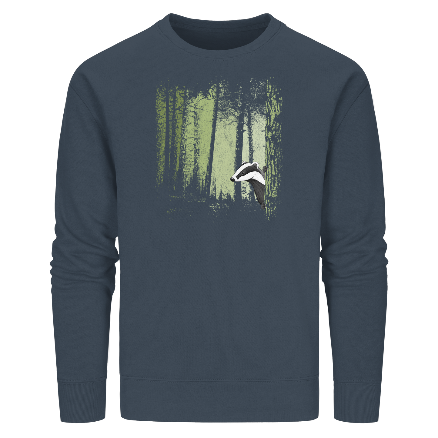 frecher Dachs im Zwielicht Wald - Organic Basic Unisex Sweatshirt