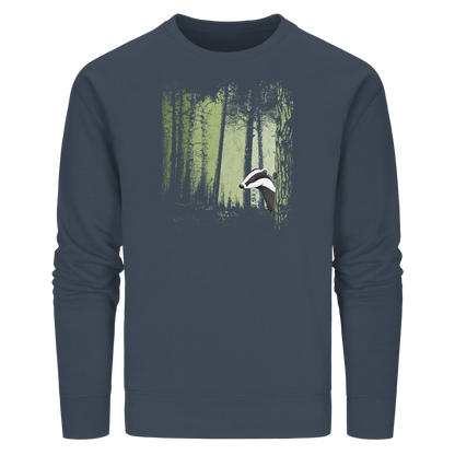 frecher Dachs im Zwielicht Wald - Organic Basic Unisex Sweatshirt