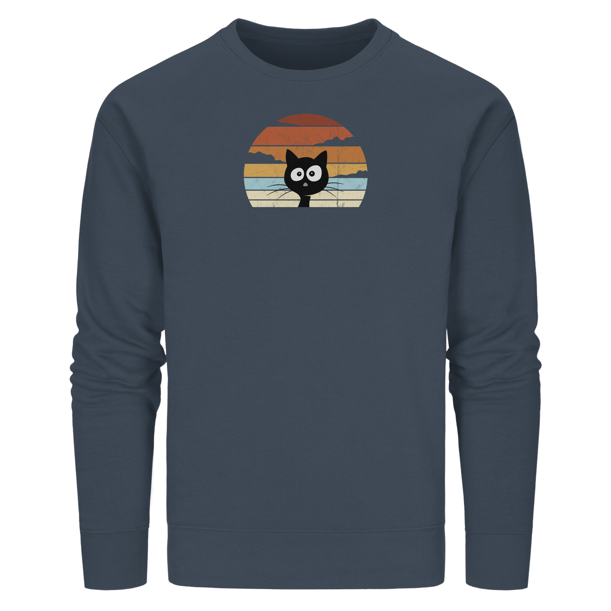 Retro schwarze Katze vor Sonnenuntergang - Organic Basic Unisex Sweatshirt