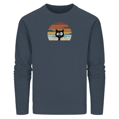 Retro schwarze Katze vor Sonnenuntergang - Organic Basic Unisex Sweatshirt