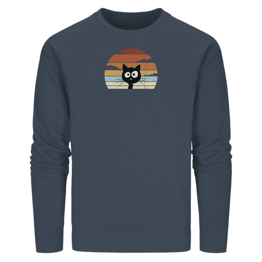 Retro schwarze Katze vor Sonnenuntergang - Organic Basic Unisex Sweatshirt