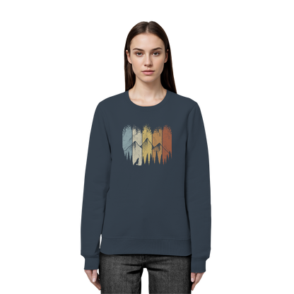 Retro Wald, Berge und Wolf  - Organic Basic Unisex Sweatshirt