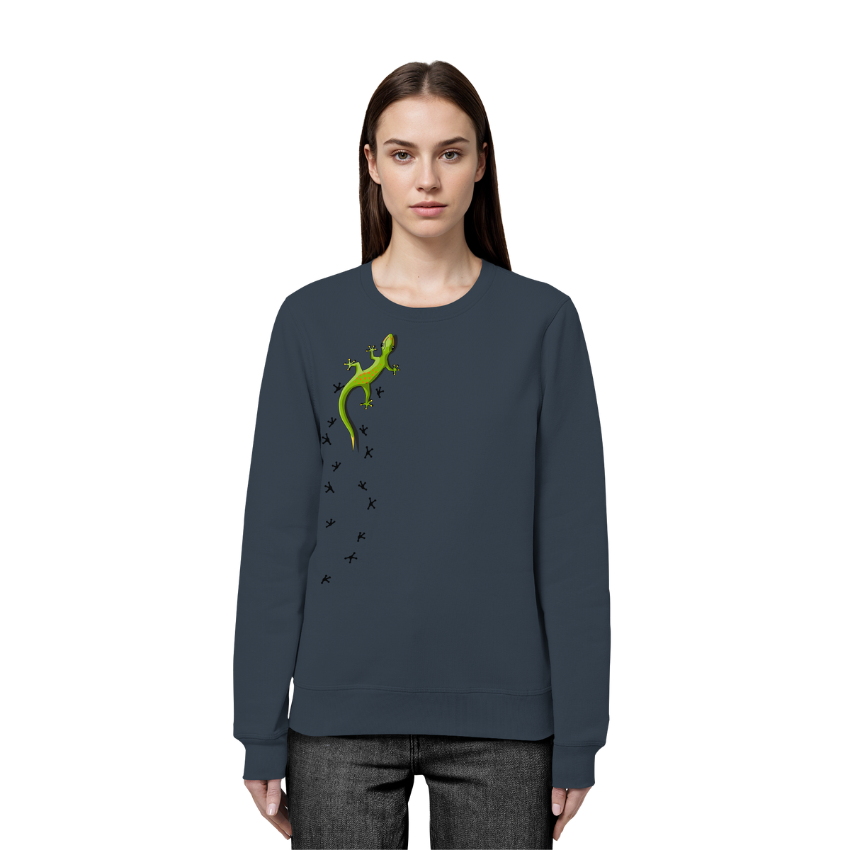 Kletternder Gecko mit Spuren - Organic Basic Unisex Sweatshirt