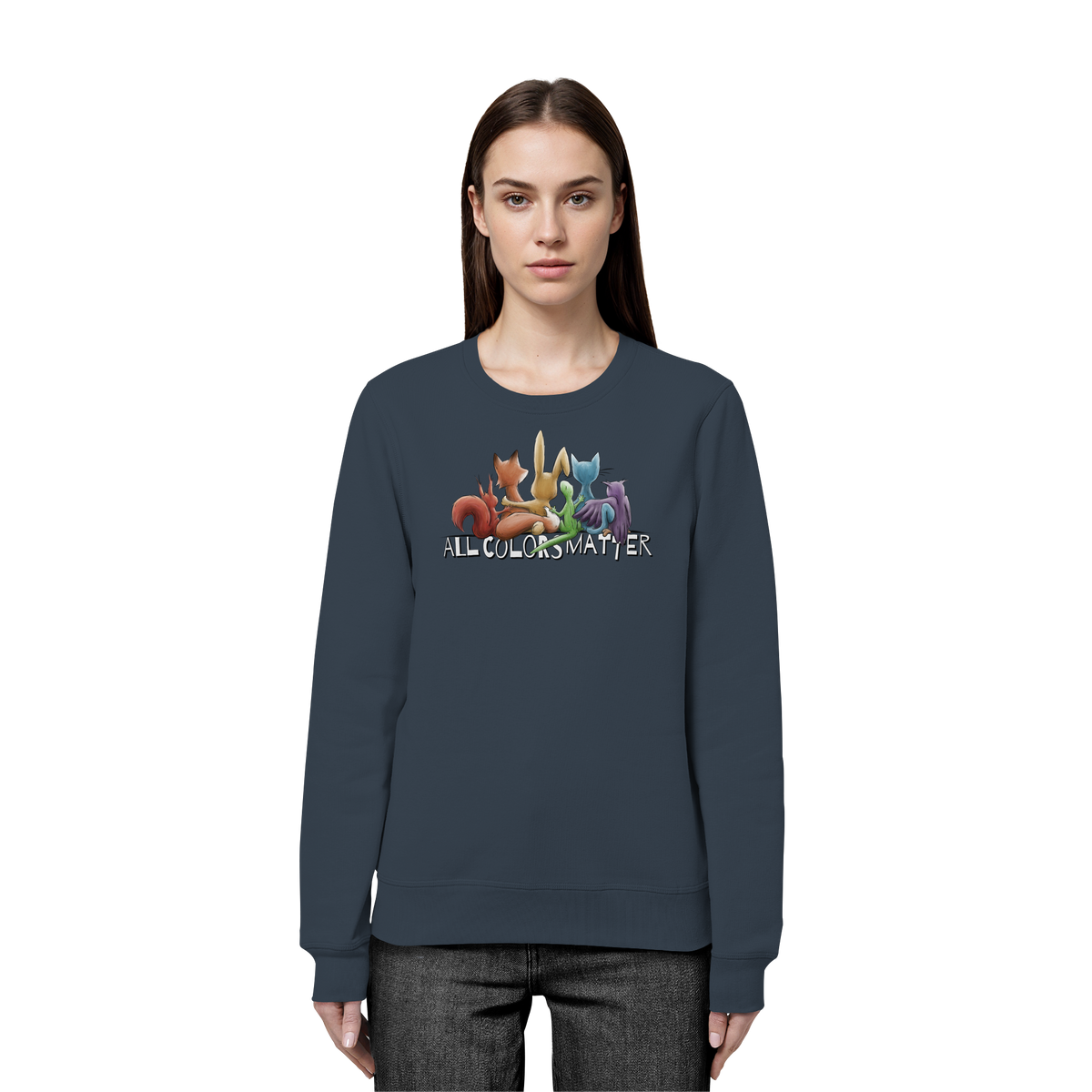 All Colors Matter! Regenbogen Tiere für Vielfalt - Organic Basic Unisex Sweatshirt