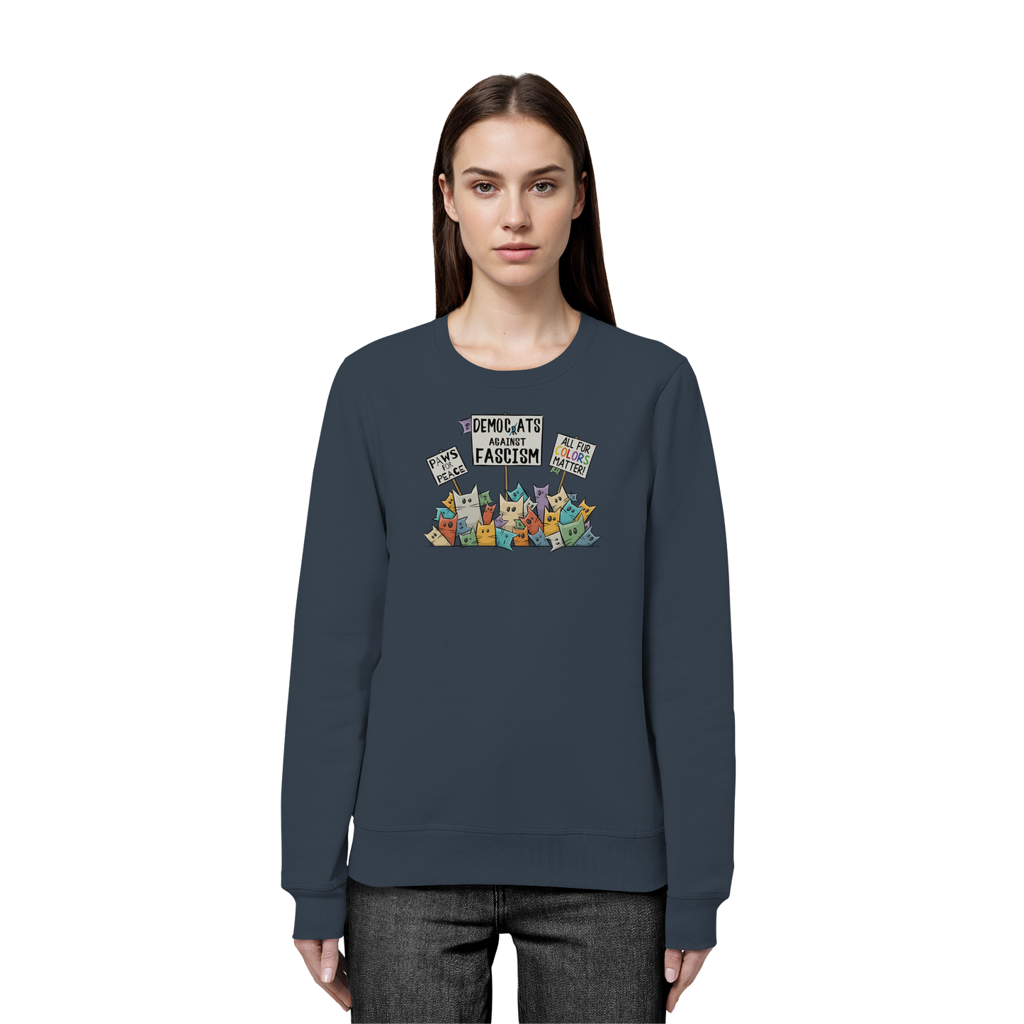 Demo-Katzen gegen Faschismus und für Vielfalt - Organic Basic Unisex Sweatshirt
