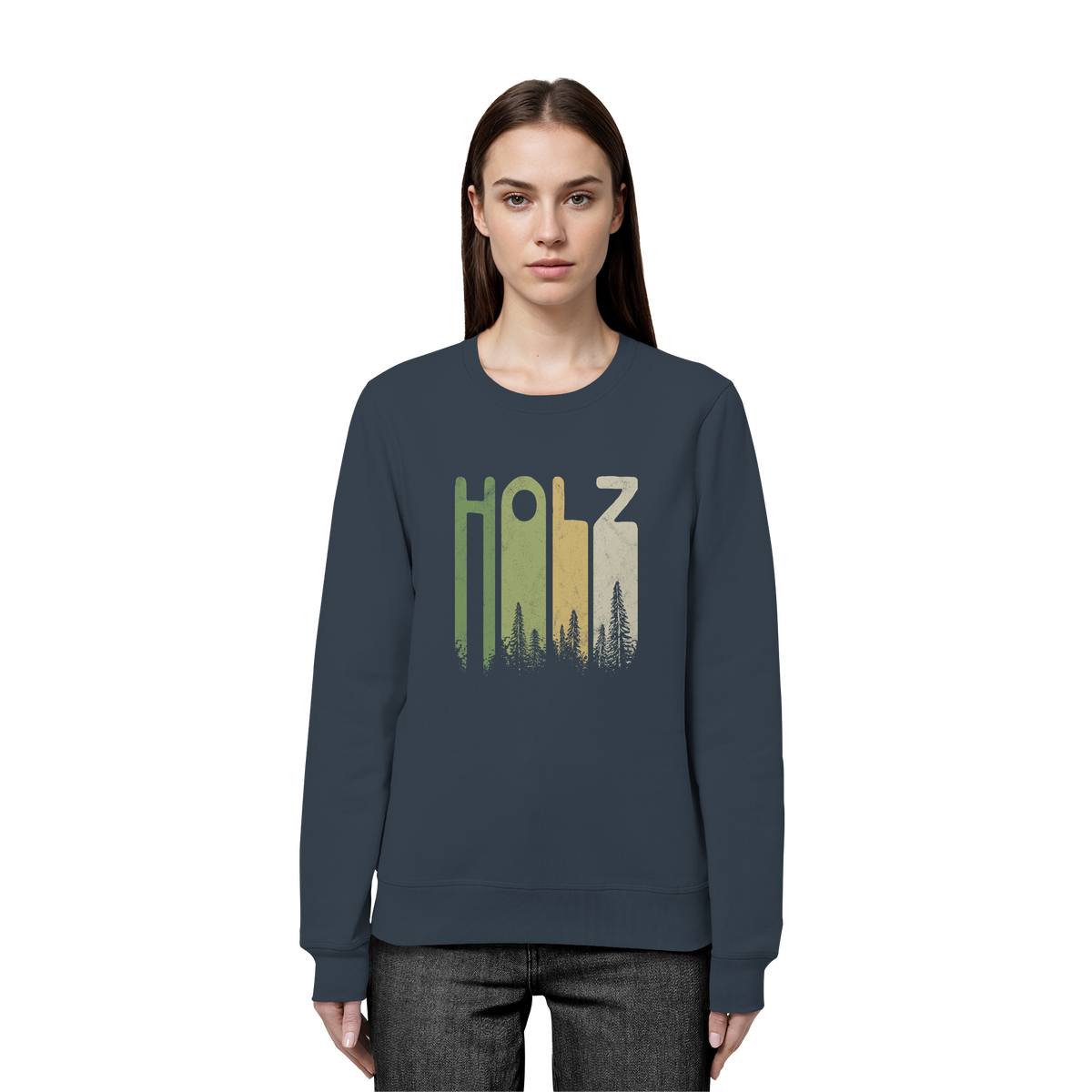 Holz Retro Wald Schriftzug - Organic Basic Unisex Sweatshirt