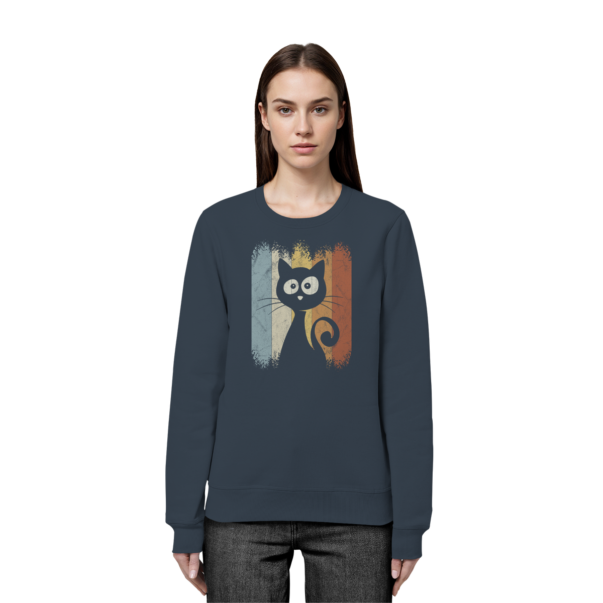 Retro Katze Silhouette - Organic Basic Unisex Sweatshirt