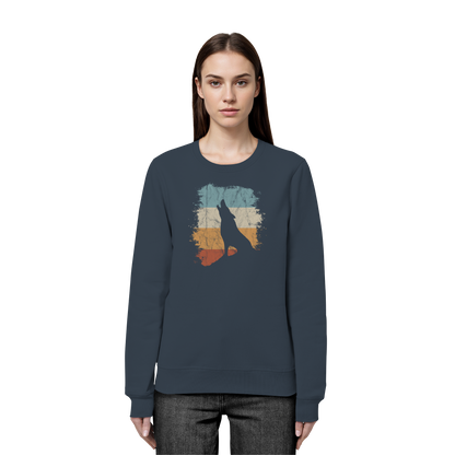 Retro Style lässig heulender Wolf  - Organic Basic Unisex Sweatshirt