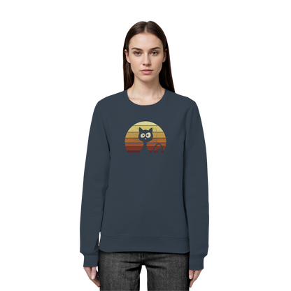 Katze vor Retro Sonnenuntergang - Organic Basic Unisex Sweatshirt