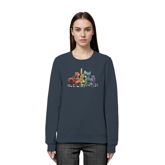 All Colors Matter! Regenbogen Tiere für Vielfalt - Organic Basic Unisex Sweatshirt