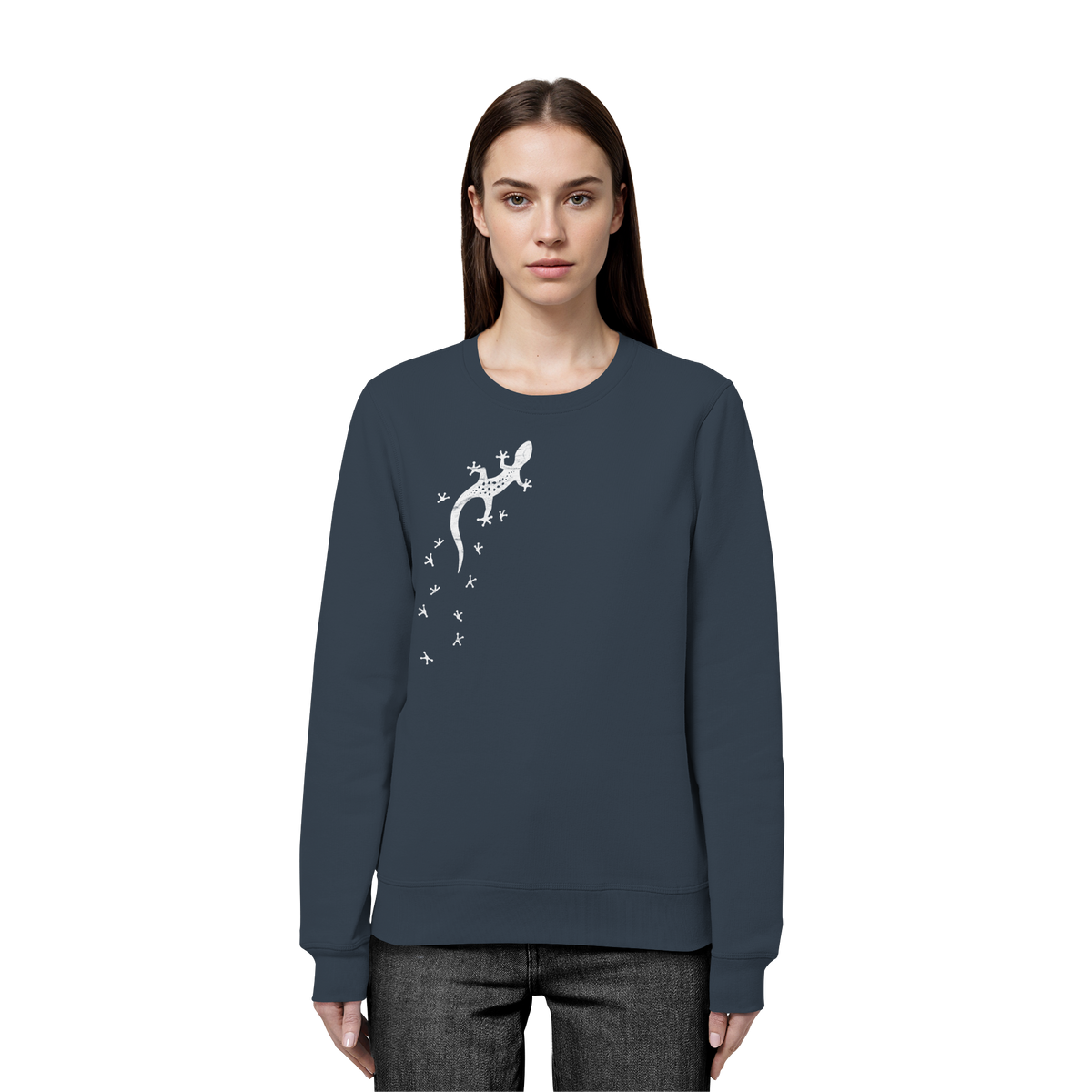 Gecko Eidechse Silhouette hell - Organic Basic Unisex Sweatshirt