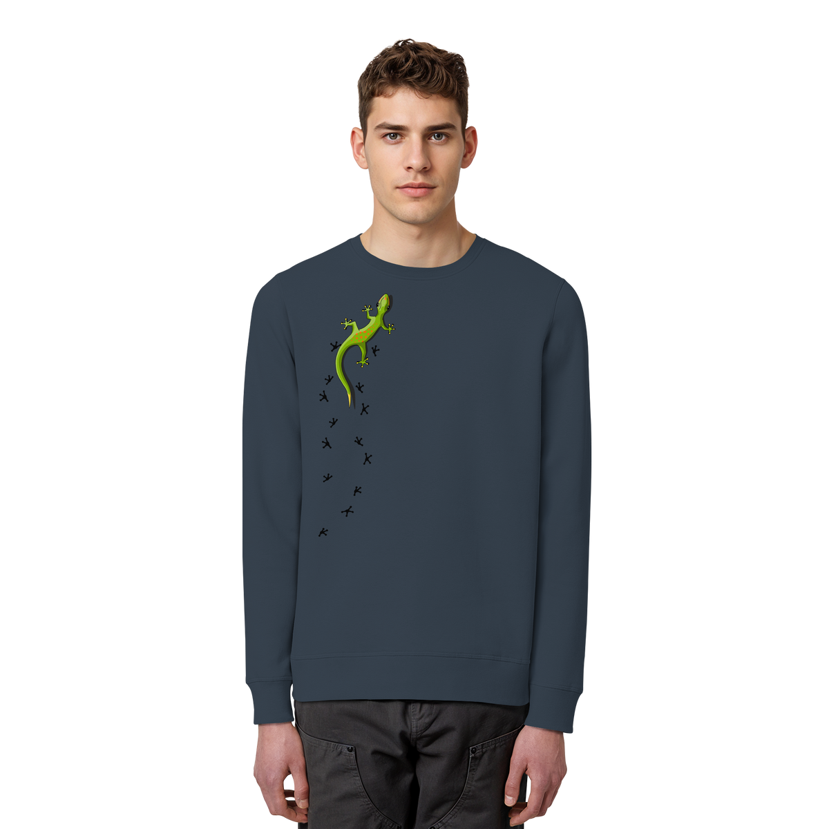Kletternder Gecko mit Spuren - Organic Basic Unisex Sweatshirt