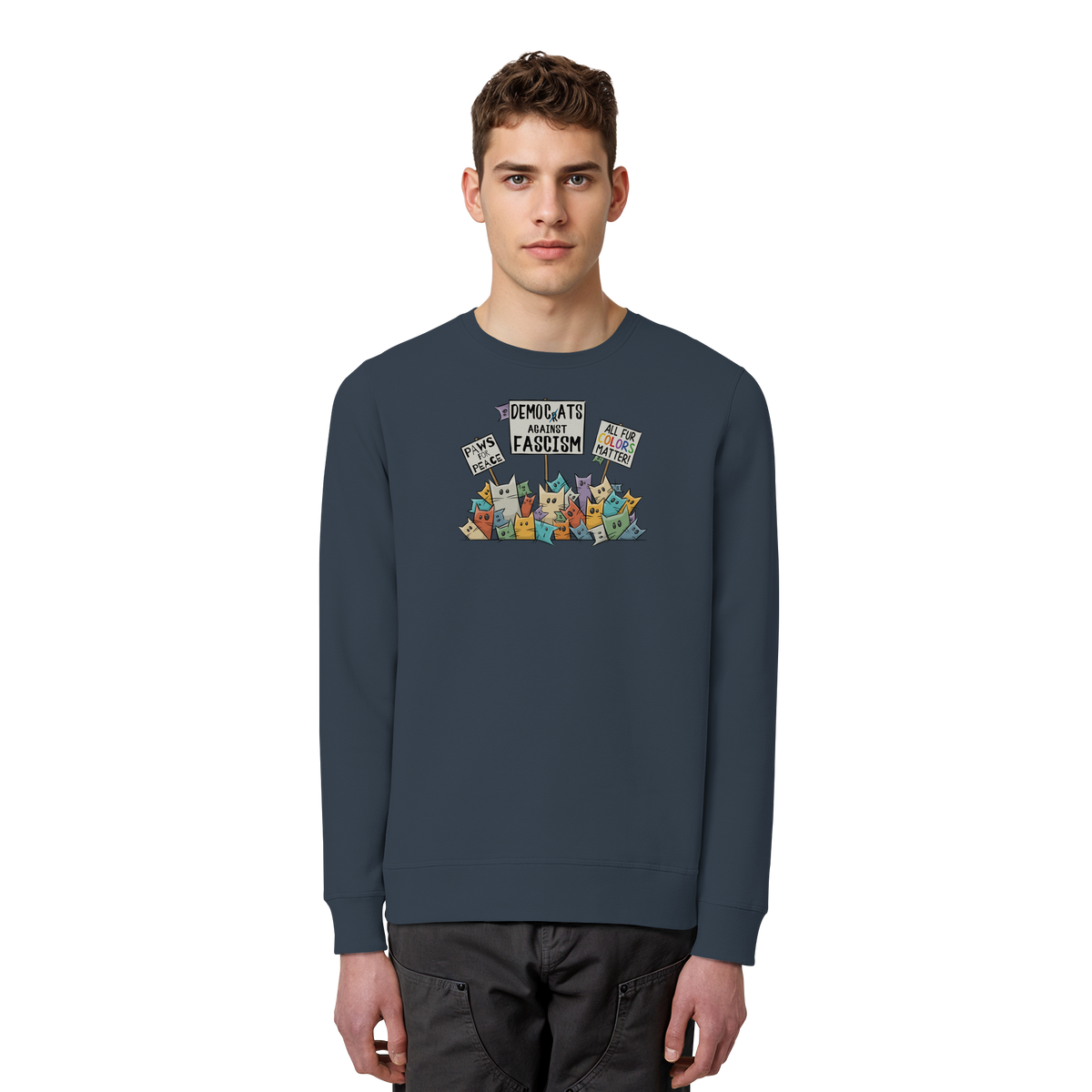 Demo-Katzen gegen Faschismus und für Vielfalt - Organic Basic Unisex Sweatshirt