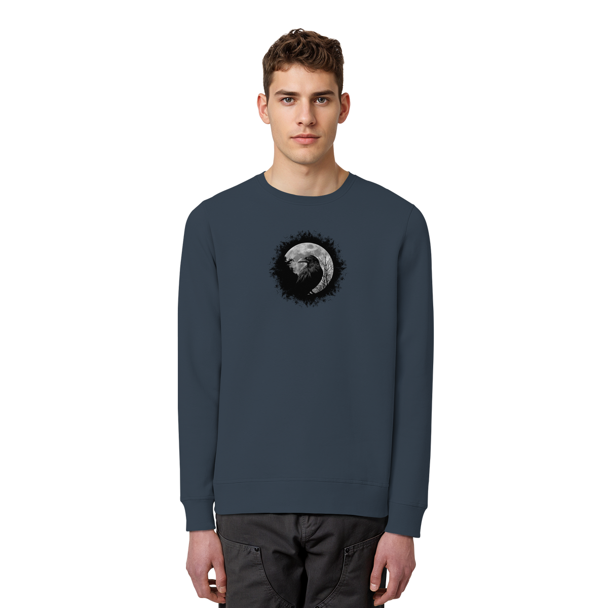 Schwarzer Rabe bei Vollmond  - Organic Basic Unisex Sweatshirt