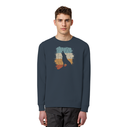 Retro Style lässig heulender Wolf  - Organic Basic Unisex Sweatshirt