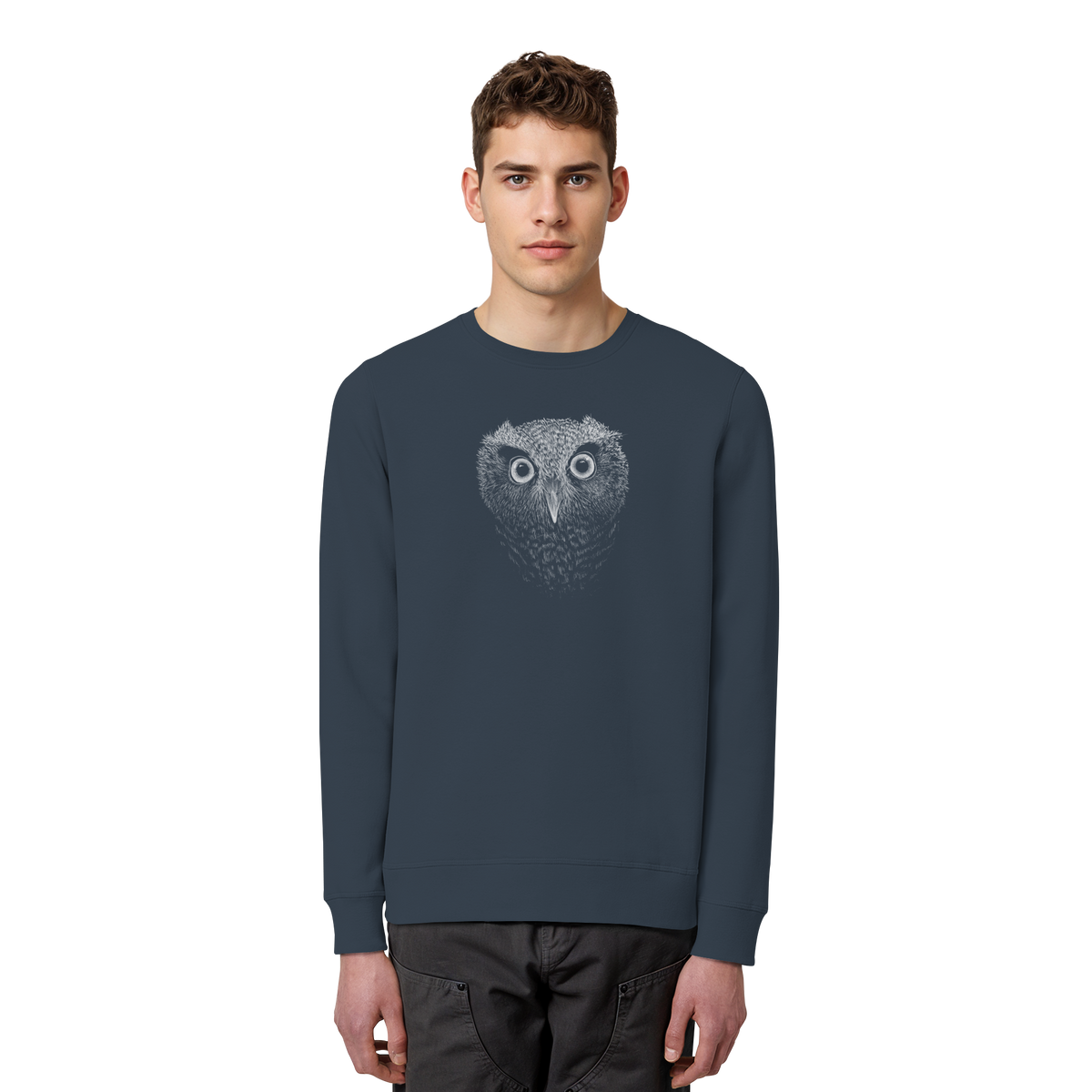 Eule Kritzelkunst Illustration - Organic Basic Unisex Sweatshirt