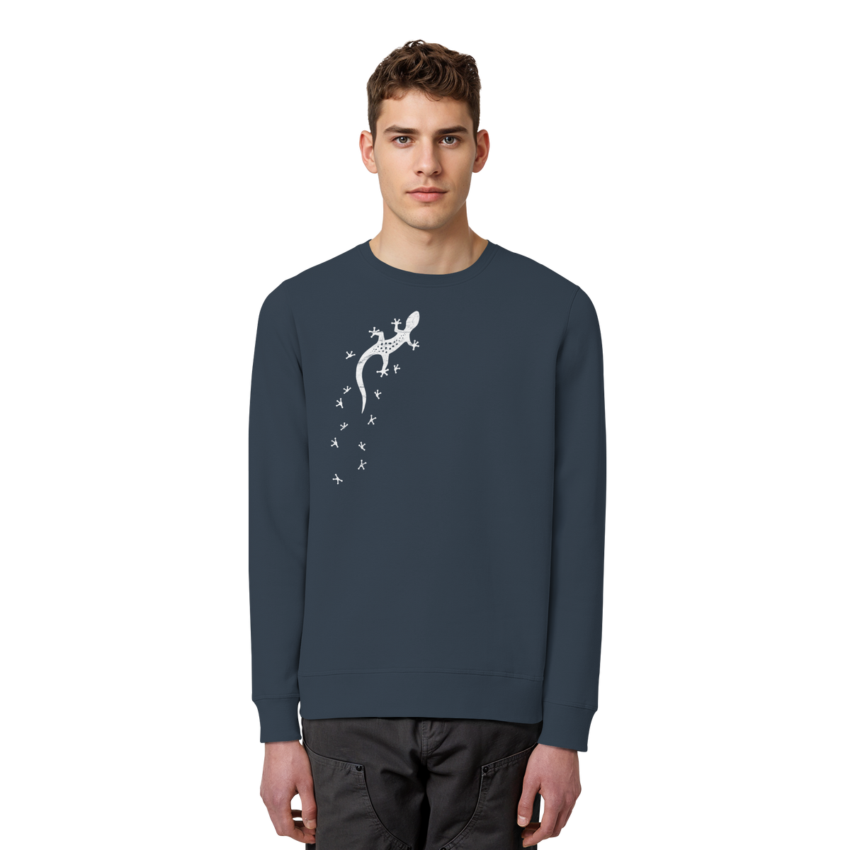 Gecko Eidechse Silhouette hell - Organic Basic Unisex Sweatshirt