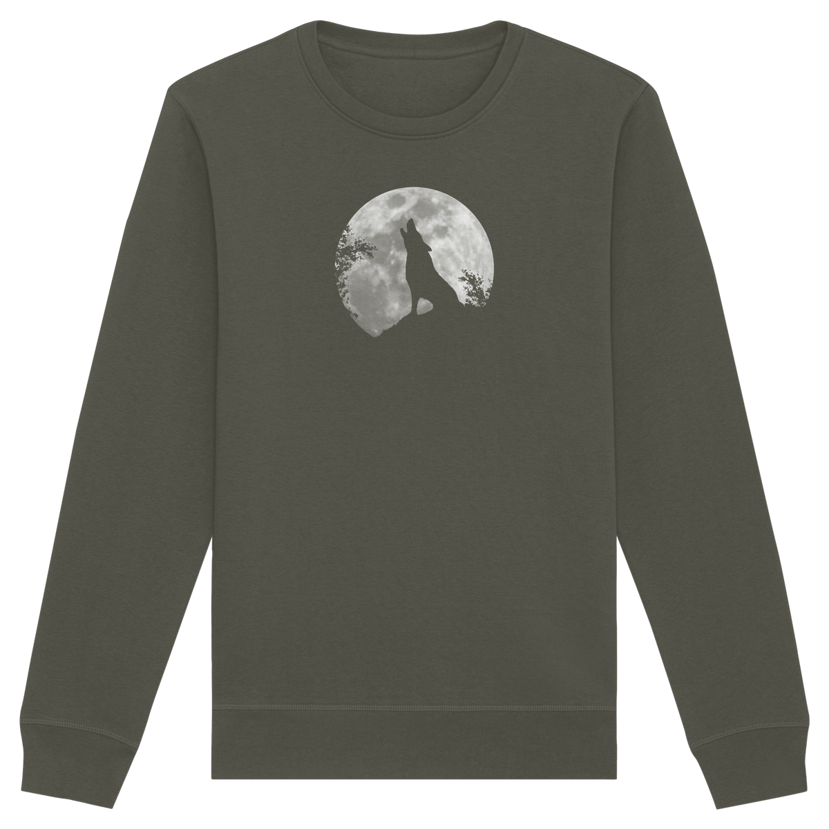 Heulender Wolf Silhouette vor Vollmond - Organic Basic Unisex Sweatshirt