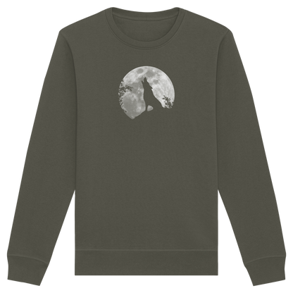 Heulender Wolf Silhouette vor Vollmond - Organic Basic Unisex Sweatshirt