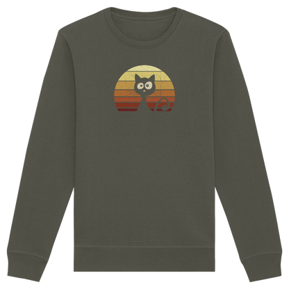 Katze vor Retro Sonnenuntergang - Organic Basic Unisex Sweatshirt