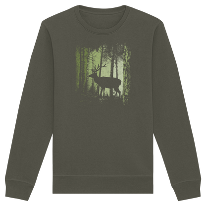 Hirsch im Zwielicht Wald - Organic Basic Unisex Sweatshirt