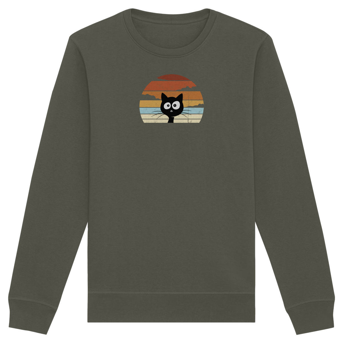 Retro schwarze Katze vor Sonnenuntergang - Organic Basic Unisex Sweatshirt