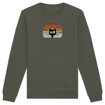 Retro schwarze Katze vor Sonnenuntergang - Organic Basic Unisex Sweatshirt