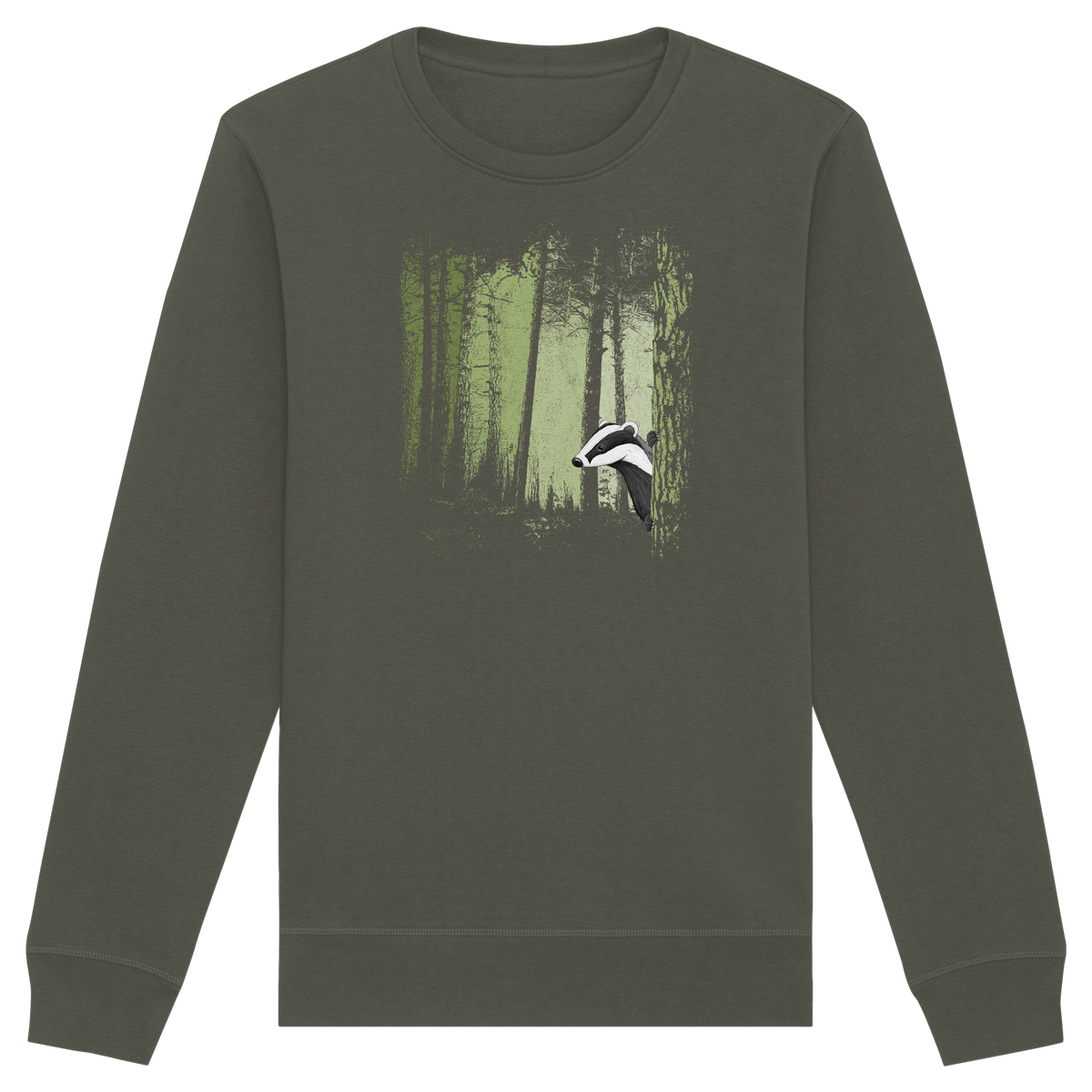 frecher Dachs im Zwielicht Wald - Organic Basic Unisex Sweatshirt
